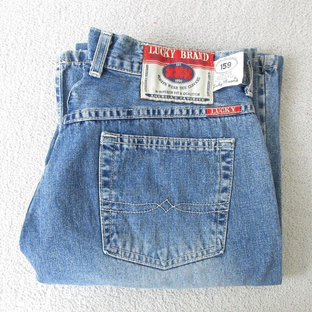 Lucky Brand Jeans Womens 12/31 Blue Dungarees Low Rise Bootcut‎ Button Fly USA